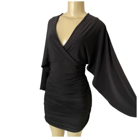 white house black market mini dress White House Black Market Silver Metallic Feather Long Sleeve A Line Mi –  Brie main image 1